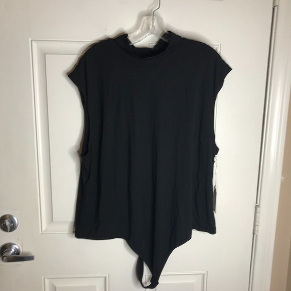 Good American Tops - NWT Good American Mock Neck Power Bodysuit Thong Black ~ Size 8 (PLUS 5X)
